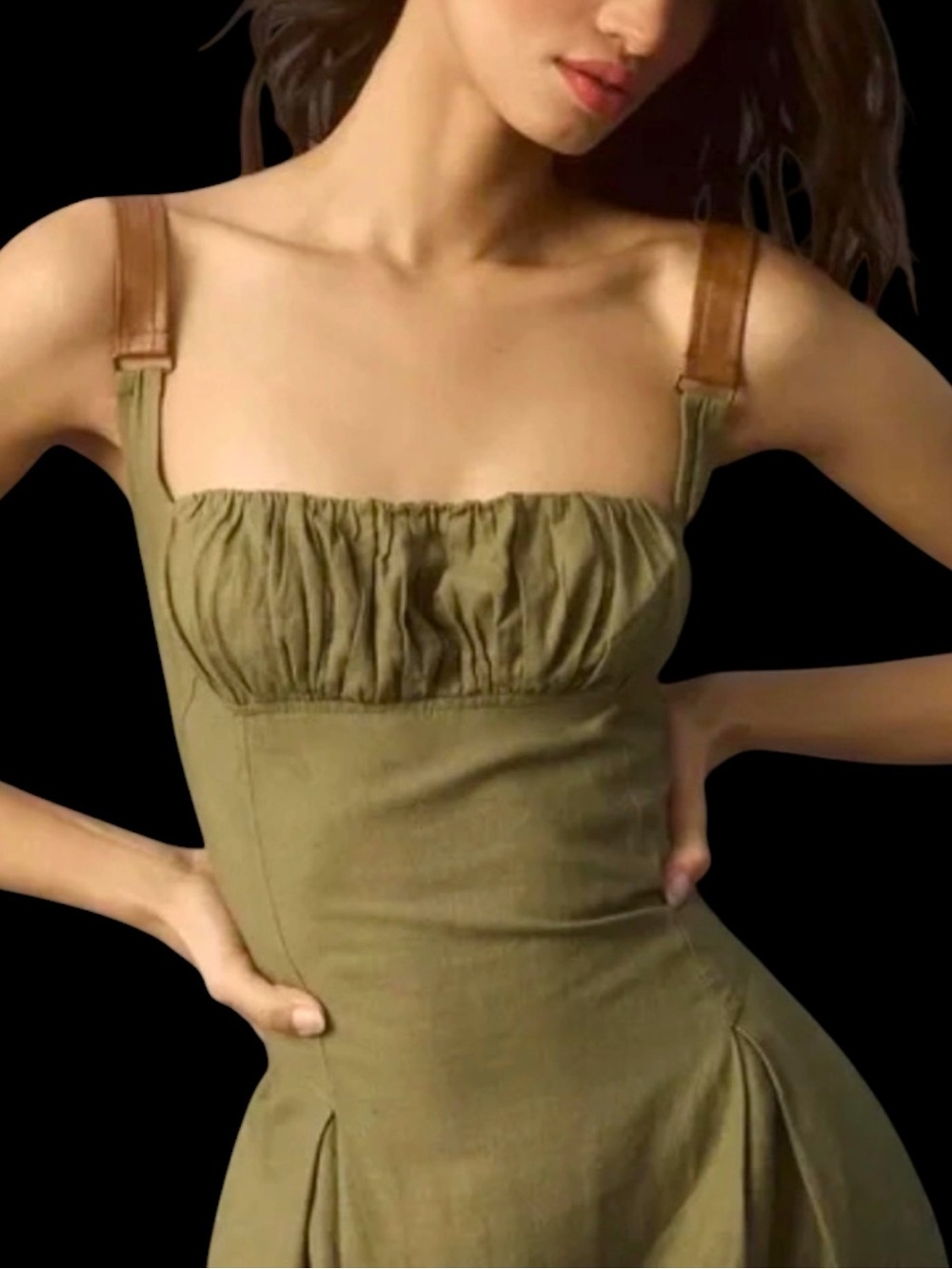 EUC Anthropologie Utility Square-Neck A-Line Midi Dress. Size Small - Picture 4 of 16